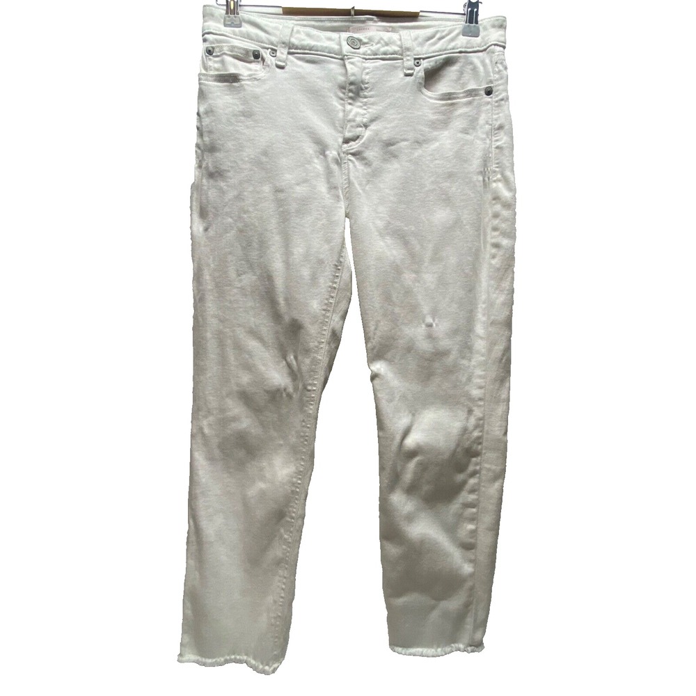 Lauren Conrad Jeans Women's 12 White Skinny Ankle Crop Raw Hem 5-Pocket Stretch